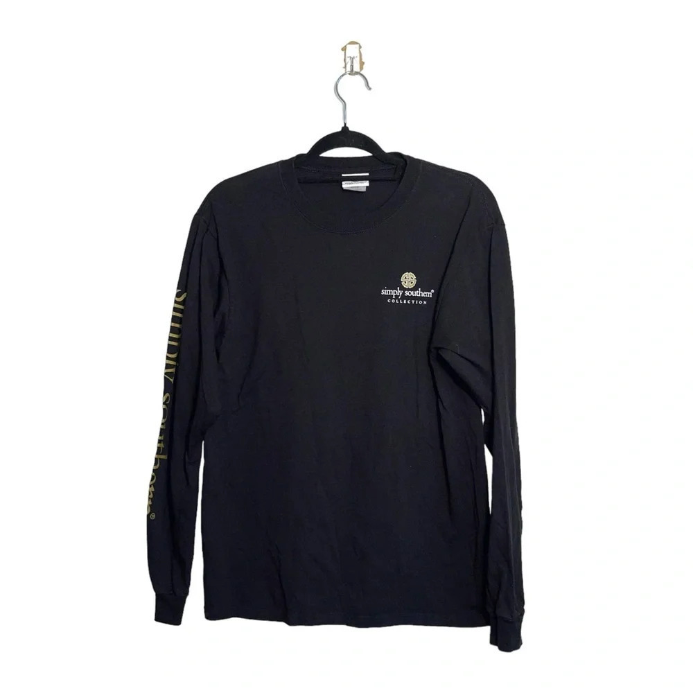 Simply Southern 100% Cotton Black Christmas Magic Long Sleeve Tee Medium Women’s